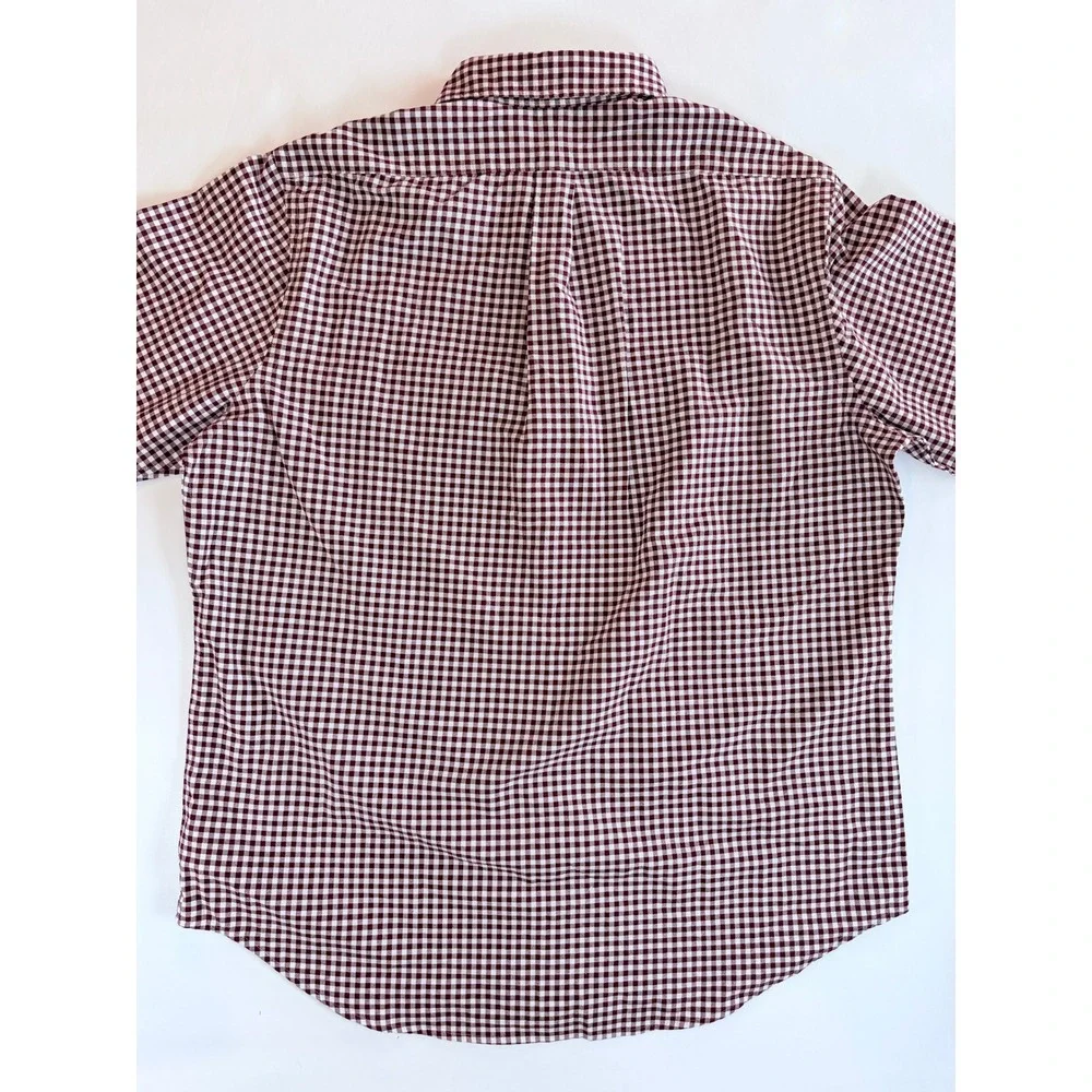 Polo Ralph Lauren Button‎ Down Mens XL Burgundy Gingham Classic Fit Long Sleeve